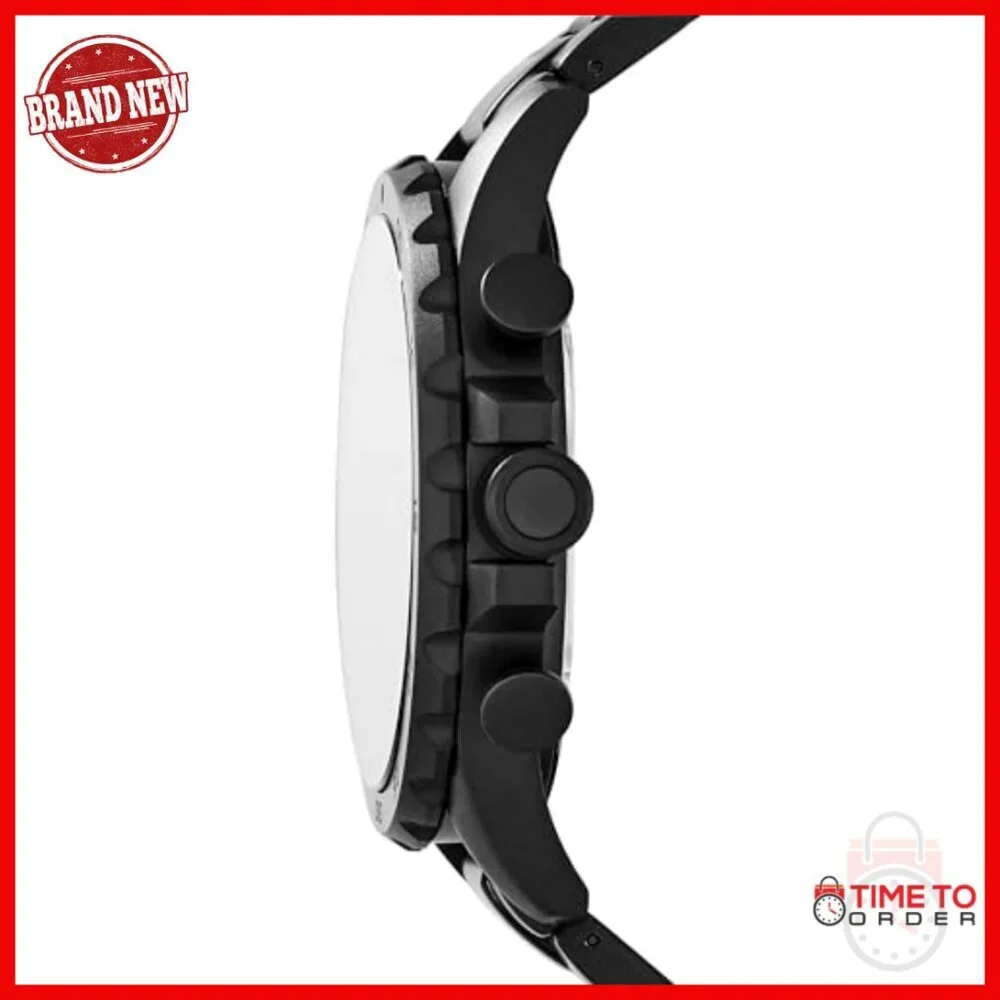 Oversized Stainless Steel Chronograph Watch with Quartz Movement